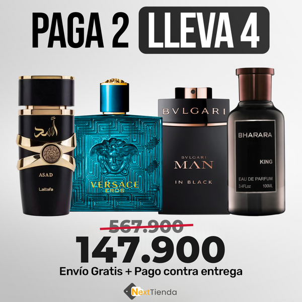 [COMBO LUXE] KIT 4 Perfumes ASAD | BHARARA | VERSACE| BVLGARI - Solo quedan algunas unidades